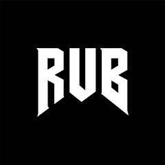 RUB letter logo design for technology company. RUB logo design black and white color combination. RUB logo, RUB vector, RUB design, RUB icon, RUB alphabet. RUB typography logo design.