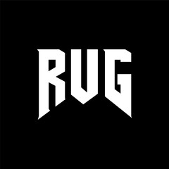 RUG letter logo design for technology company. RUG logo design black and white color combination. RUG logo, RUG vector, RUG design, RUG icon, RUG alphabet. RUG typography logo design.