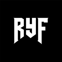 RYF letter logo design for technology company. RYF logo design black and white color combination. RYF logo, RYF vector, RYF design, RYF icon, RYF alphabet. RYF typography logo design.