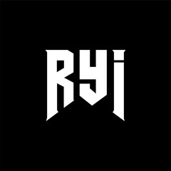 RYI letter logo design for technology company. RYI logo design black and white color combination. RYI logo, RYI vector, RYI design, RYI icon, RYI alphabet. RYI typography logo design.