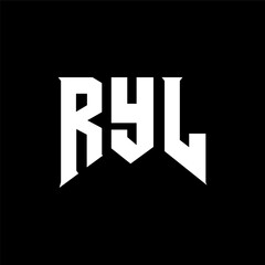 RYL letter logo design for technology company. RYL logo design black and white color combination. RYL logo, RYL vector, RYL design, RYL icon, RYL alphabet. RYL typography logo design.