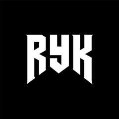 RYK letter logo design for technology company. RYK logo design black and white color combination. RYK logo, RYK vector, RYK design, RYK icon, RYK alphabet. RYK typography logo design.