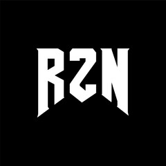 RZN letter logo design for technology company. RZN logo design black and white color combination. RZN logo, RZN vector, RZN design, RZN icon, RZN alphabet. RZN typography logo design.