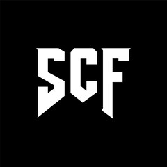 SCF letter logo design for technology company. SCF logo design black and white color combination. SCF logo, SCF vector, SCF design, SCF icon, SCF alphabet. SCF typography logo design.