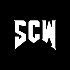 SCW letter logo design for technology company. SCW logo design black and white color combination. SCW logo, SCW vector, SCW design, SCW icon, SCW alphabet. SCW typography logo design.