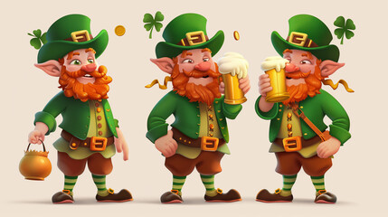 Fototapeta premium Cheerful leprechauns celebrating st. patrick's day