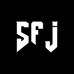 SFJ letter logo design for technology company. SFJ logo design black and white color combination. SFJ logo, SFJ vector, SFJ design, SFJ icon, SFJ alphabet. SFJ typography logo design.