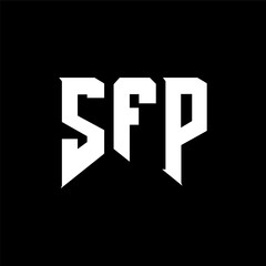 SFP letter logo design for technology company. SFP logo design black and white color combination. SFP logo, SFP vector, SFP design, SFP icon, SFP alphabet. SFP typography logo design.