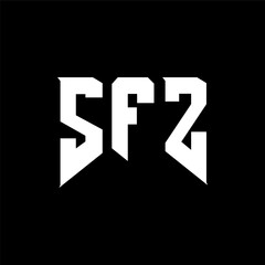 Fototapeta premium SFZ letter logo design for technology company. SFZ logo design black and white color combination. SFZ logo, SFZ vector, SFZ design, SFZ icon, SFZ alphabet. SFZ typography logo design.