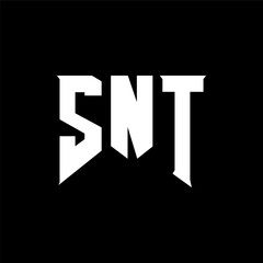 Obraz premium SNT letter logo design for technology company. SNT logo design black and white color combination. SNT logo, SNT vector, SNT design, SNT icon, SNT alphabet. SNT typography logo design.