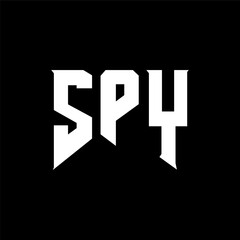 SPY letter logo design for technology company. SPY logo design black and white color combination. SPY logo, SPY vector, SPY design, SPY icon, SPY alphabet. SPY typography logo design.