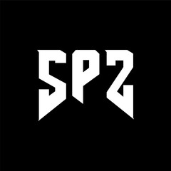 Fototapeta premium SPZ letter logo design for technology company. SPZ logo design black and white color combination. SPZ logo, SPZ vector, SPZ design, SPZ icon, SPZ alphabet. SPZ typography logo design.