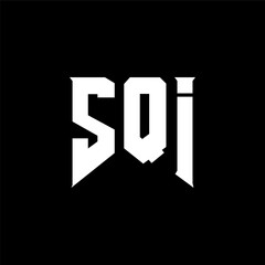 SQI letter logo design for technology company. SQI logo design black and white color combination. SQI logo, SQI vector, SQI design, SQI icon, SQI alphabet. SQI typography logo design.