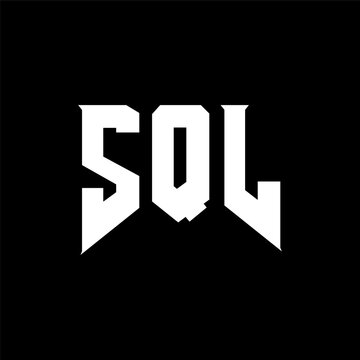 SQL letter logo design for technology company. SQL logo design black and white color combination. SQL logo, SQL vector, SQL design, SQL icon, SQL alphabet. SQL typography logo design.