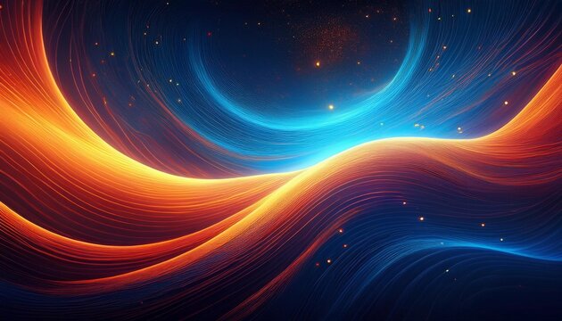 summary cosmic background with orange and blue glowing waves
