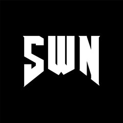 SWN letter logo design for technology company. SWN logo design black and white color combination. SWN logo, SWN vector, SWN design, SWN icon, SWN alphabet. SWN typography logo design.
