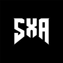 SXA letter logo design for technology company. SXA logo design black and white color combination. SXA logo, SXA vector, SXA design, SXA icon, SXA alphabet. SXA typography logo design.
