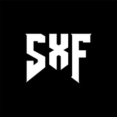 Obraz premium SXF letter logo design for technology company. SXF logo design black and white color combination. SXF logo, SXF vector, SXF design, SXF icon, SXF alphabet. SXF typography logo design.
