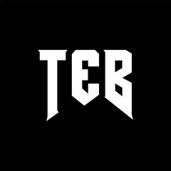Obraz premium TEB letter logo design for technology company. TEB logo design black and white color combination. TEB logo, TEB vector, TEB design, TEB icon, TEB alphabet. TEB typography logo design.