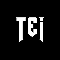 TEI letter logo design for technology company. TEI logo design black and white color combination. TEI logo, TEI vector, TEI design, TEI icon, TEI alphabet. TEI typography logo design.