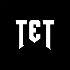 TET letter logo design for technology company. TET logo design black and white color combination. TET logo, TET vector, TET design, TET icon, TET alphabet. TET typography logo design.