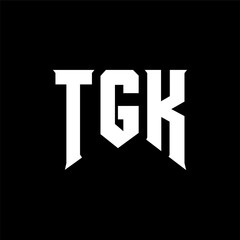 Obraz premium TGK letter logo design for technology company. TGK logo design black and white color combination. TGK logo, TGK vector, TGK design, TGK icon, TGK alphabet. TGK typography logo design.