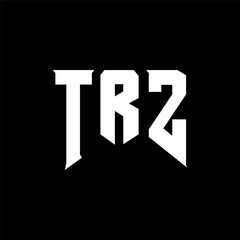 Obraz premium TRZ letter logo design for technology company. TRZ logo design black and white color combination. TRZ logo, TRZ vector, TRZ design, TRZ icon, TRZ alphabet. TRZ typography logo design.