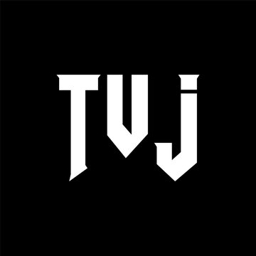 TVJ letter logo design for technology company. TVJ logo design black and white color combination. TVJ logo, TVJ vector, TVJ design, TVJ icon, TVJ alphabet. TVJ typography logo design.