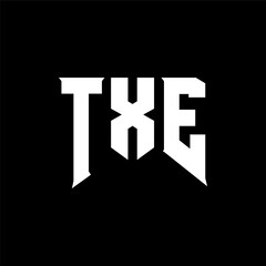TXE letter logo design for technology company. TXE logo design black and white color combination. TXE logo, TXE vector, TXE design, TXE icon, TXE alphabet. TXE typography logo design.