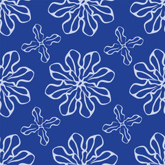 Abstract hand drawn flowers, seamless patterns with floral for fabric, textiles, clothing, poster, cover, banner, wall art, home decor, background. Vector illustration