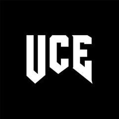 UCE letter logo design for technology company. UCE logo design black and white color combination. UCE logo, UCE vector, UCE design, UCE icon, UCE alphabet. UCE typography logo design.