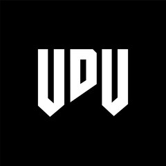 UDU letter logo design for technology company. UDU logo design black and white color combination. UDU logo, UDU vector, UDU design, UDU icon, UDU alphabet. UDU typography logo design.