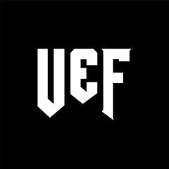 Fototapeta premium UEF letter logo design for technology company. UEF logo design black and white color combination. UEF logo, UEF vector, UEF design, UEF icon, UEF alphabet. UEF typography logo design.