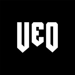 Obraz premium UEO letter logo design for technology company. UEO logo design black and white color combination. UEO logo, UEO vector, UEO design, UEO icon, UEO alphabet. UEO typography logo design.