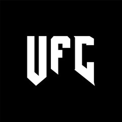 UFC letter logo design for technology company. UFC logo design black and white color combination. UFC logo, UFC vector, UFC design, UFC icon, UFC alphabet. UFC typography logo design.