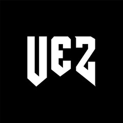 Obraz premium UEZ letter logo design for technology company. UEZ logo design black and white color combination. UEZ logo, UEZ vector, UEZ design, UEZ icon, UEZ alphabet. UEZ typography logo design.