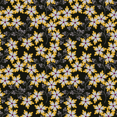 Abstract hand drawn flowers, seamless patterns with floral for fabric, textiles, clothing, poster, cover, banner, wall art, home decor, background. Vector illustration