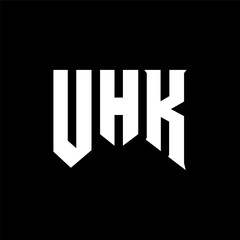 UHK letter logo design for technology company. UHK logo design black and white color combination. UHK logo, UHK vector, UHK design, UHK icon, UHK alphabet. UHK typography logo design.