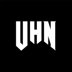 UHN letter logo design for technology company. UHN logo design black and white color combination. UHN logo, UHN vector, UHN design, UHN icon, UHN alphabet. UHN typography logo design.