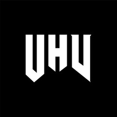 UHV letter logo design for technology company. UHV logo design black and white color combination. UHV logo, UHV vector, UHV design, UHV icon, UHV alphabet. UHV typography logo design.