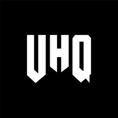 UHQ letter logo design for technology company. UHQ logo design black and white color combination. UHQ logo, UHQ vector, UHQ design, UHQ icon, UHQ alphabet. UHQ typography logo design.