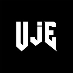 UJE letter logo design for technology company. UJE logo design black and white color combination. UJE logo, UJE vector, UJE design, UJE icon, UJE alphabet. UJE typography logo design.