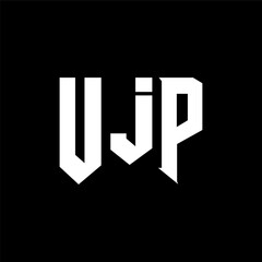 Fototapeta premium UJP letter logo design for technology company. UJP logo design black and white color combination. UJP logo, UJP vector, UJP design, UJP icon, UJP alphabet. UJP typography logo design.