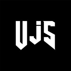 UJS letter logo design for technology company. UJS logo design black and white color combination. UJS logo, UJS vector, UJS design, UJS icon, UJS alphabet. UJS typography logo design.