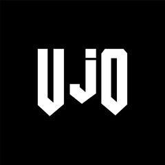 UJO letter logo design for technology company. UJO logo design black and white color combination. UJO logo, UJO vector, UJO design, UJO icon, UJO alphabet. UJO typography logo design.