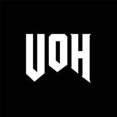 UOH letter logo design for technology company. UOH logo design black and white color combination. UOH logo, UOH vector, UOH design, UOH icon, UOH alphabet. UOH typography logo design.