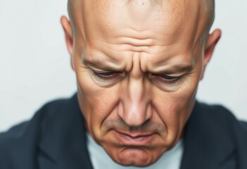 Obraz premium Portrait of a bald man with a somber expression