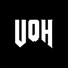 UQH letter logo design for technology company. UQH logo design black and white color combination. UQH logo, UQH vector, UQH design, UQH icon, UQH alphabet. UQH typography logo design.