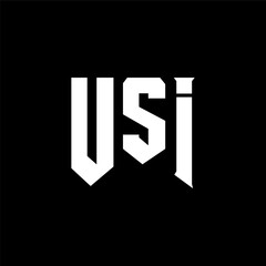 Fototapeta premium USI letter logo design for technology company. USI logo design black and white color combination. USI logo, USI vector, USI design, USI icon, USI alphabet. USI typography logo design.