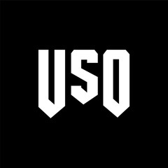 USO letter logo design for technology company. USO logo design black and white color combination. USO logo, USO vector, USO design, USO icon, USO alphabet. USO typography logo design.